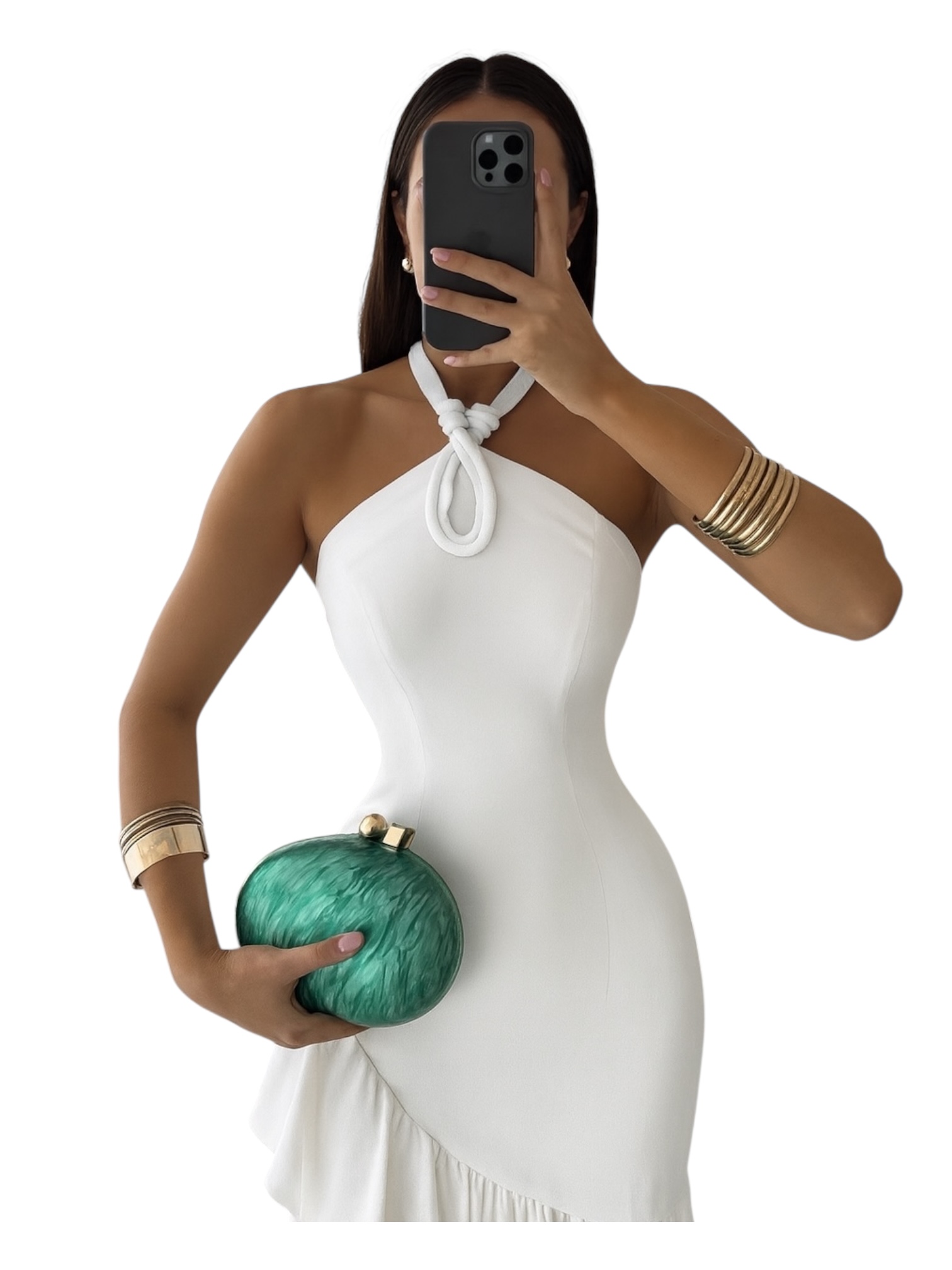 Vestido Blanco Largo De Cuello - Image 3