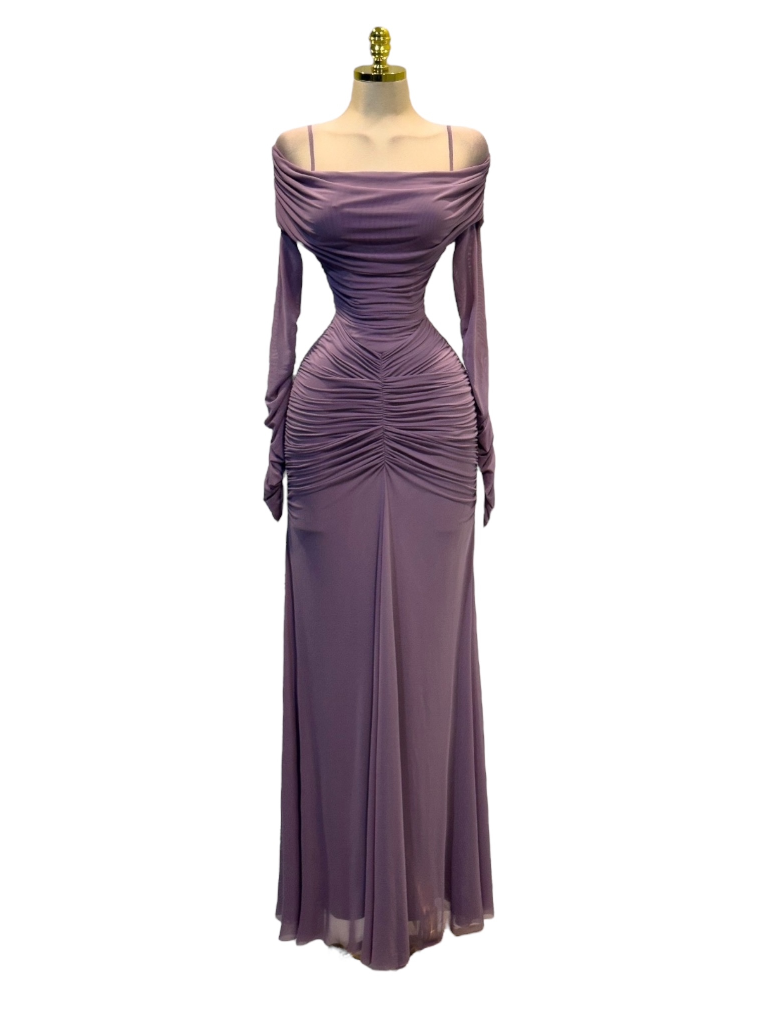 Vestido Lila Largo Con Fruncido - Image 2