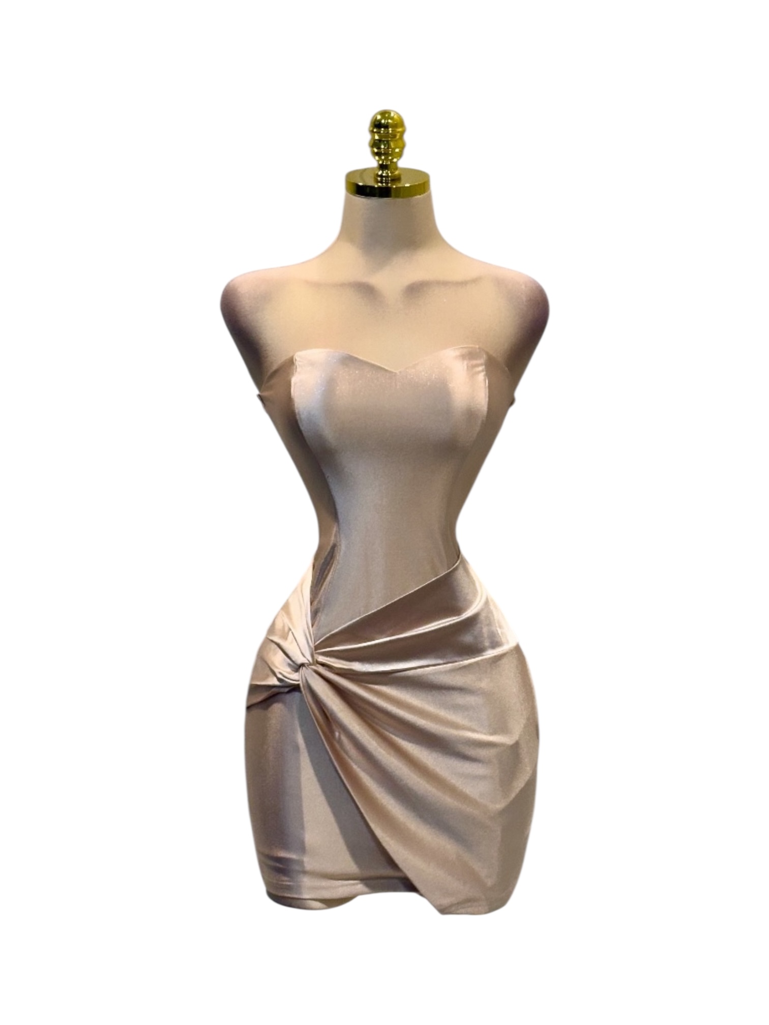 Vestido Champagne Corto Strapless - Image 2