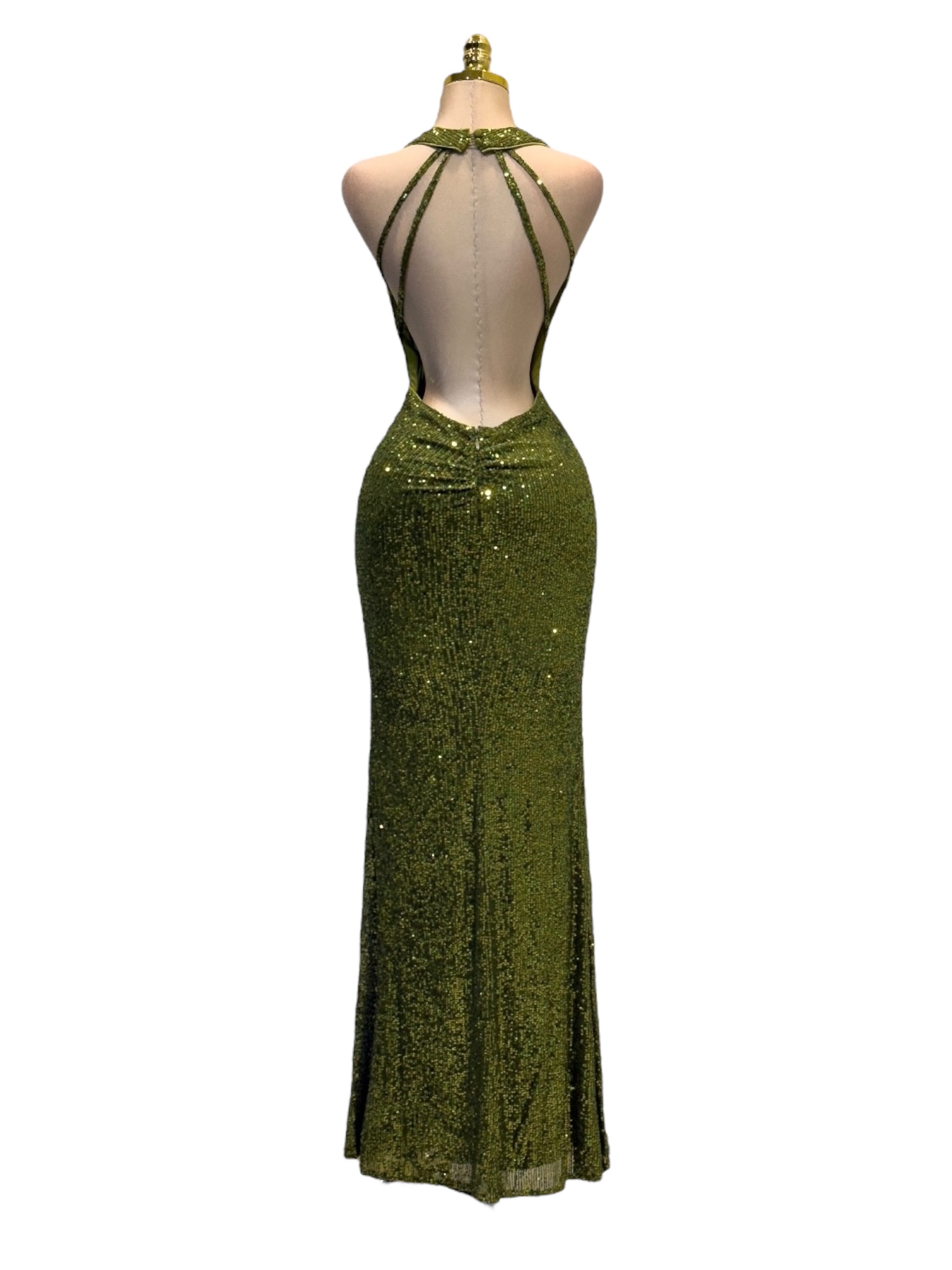 Vestido Verde Olivo De Lentejuelas - Image 3