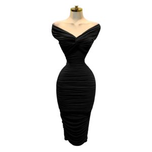 Vestido Negro Midi Con Escote