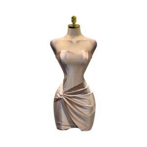 Vestido Champagne Corto Strapless