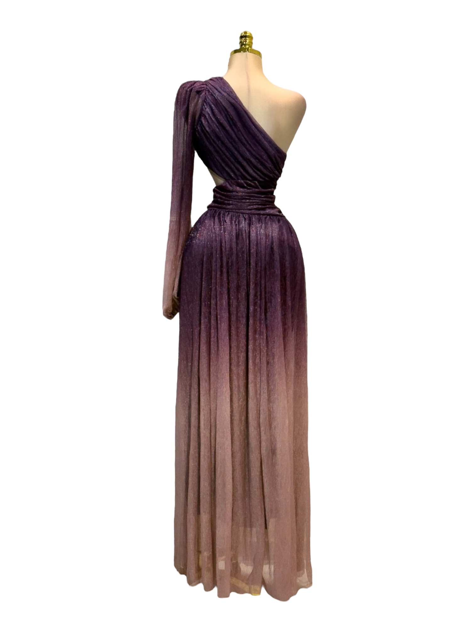 Vestido Morado De Un Hombro - Image 3