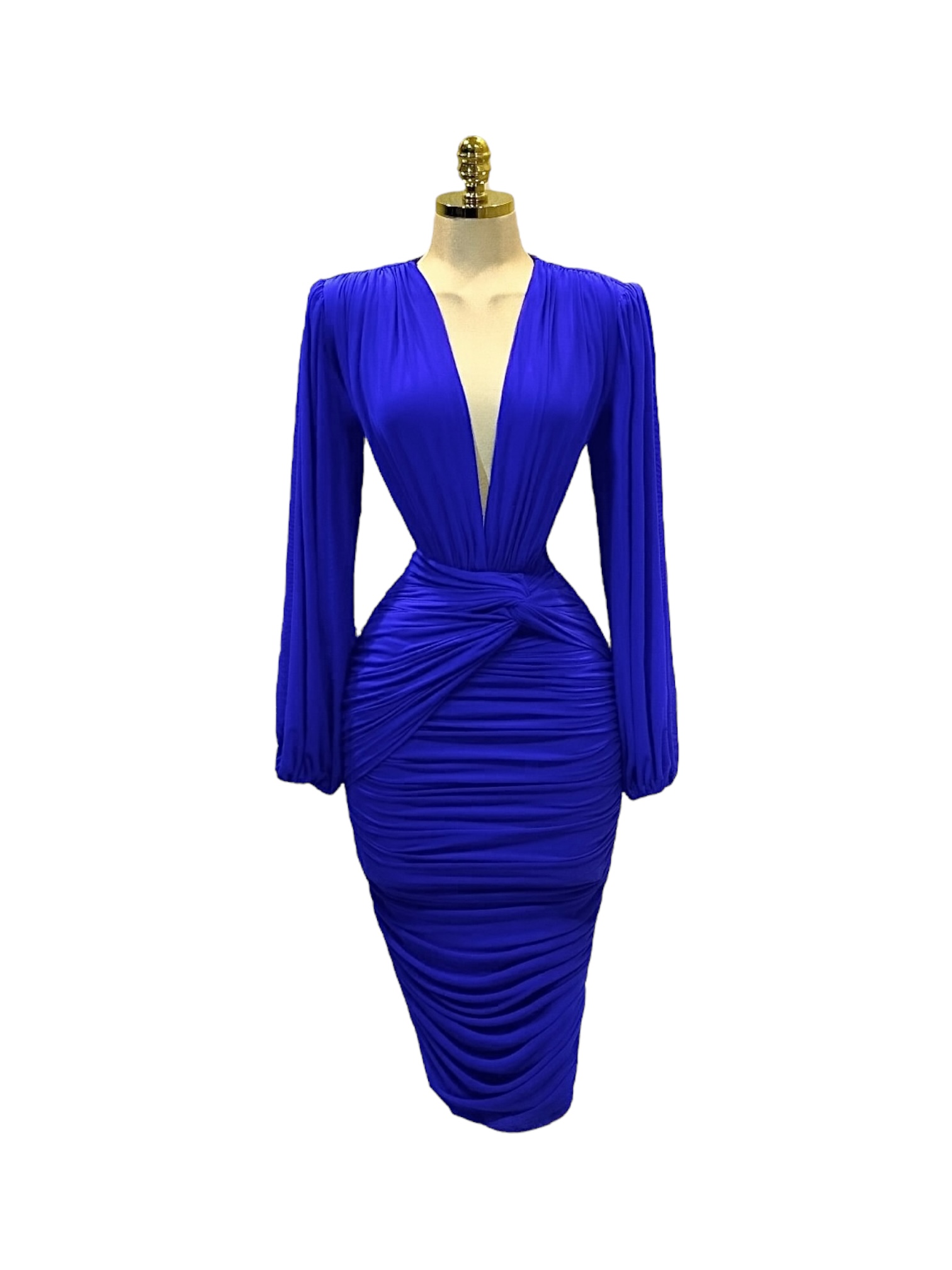 Vestido Azul Corto Con Escote Profundo - Image 2