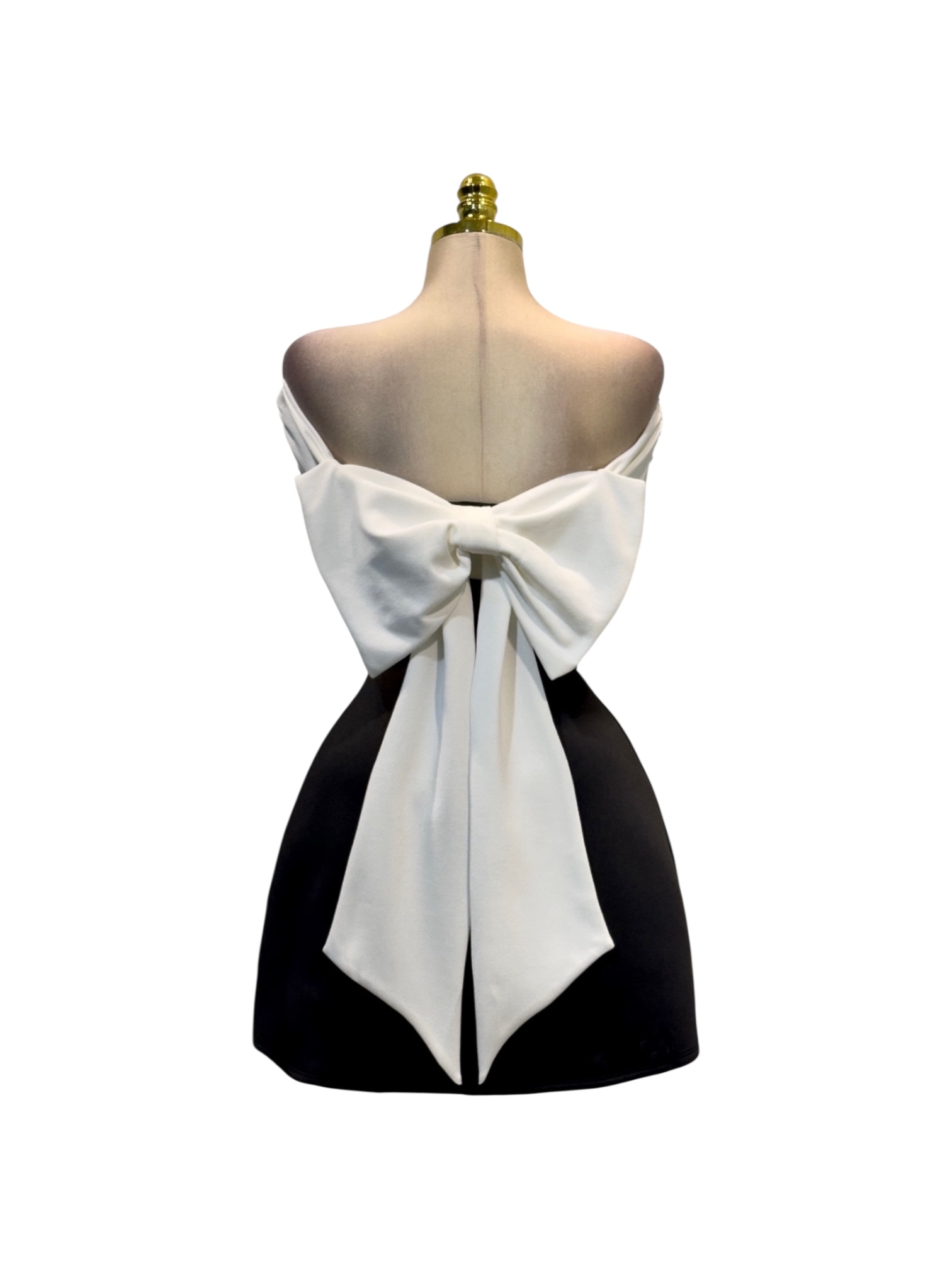 Vestido Blanco Y Negro Corto Strapless - Image 3