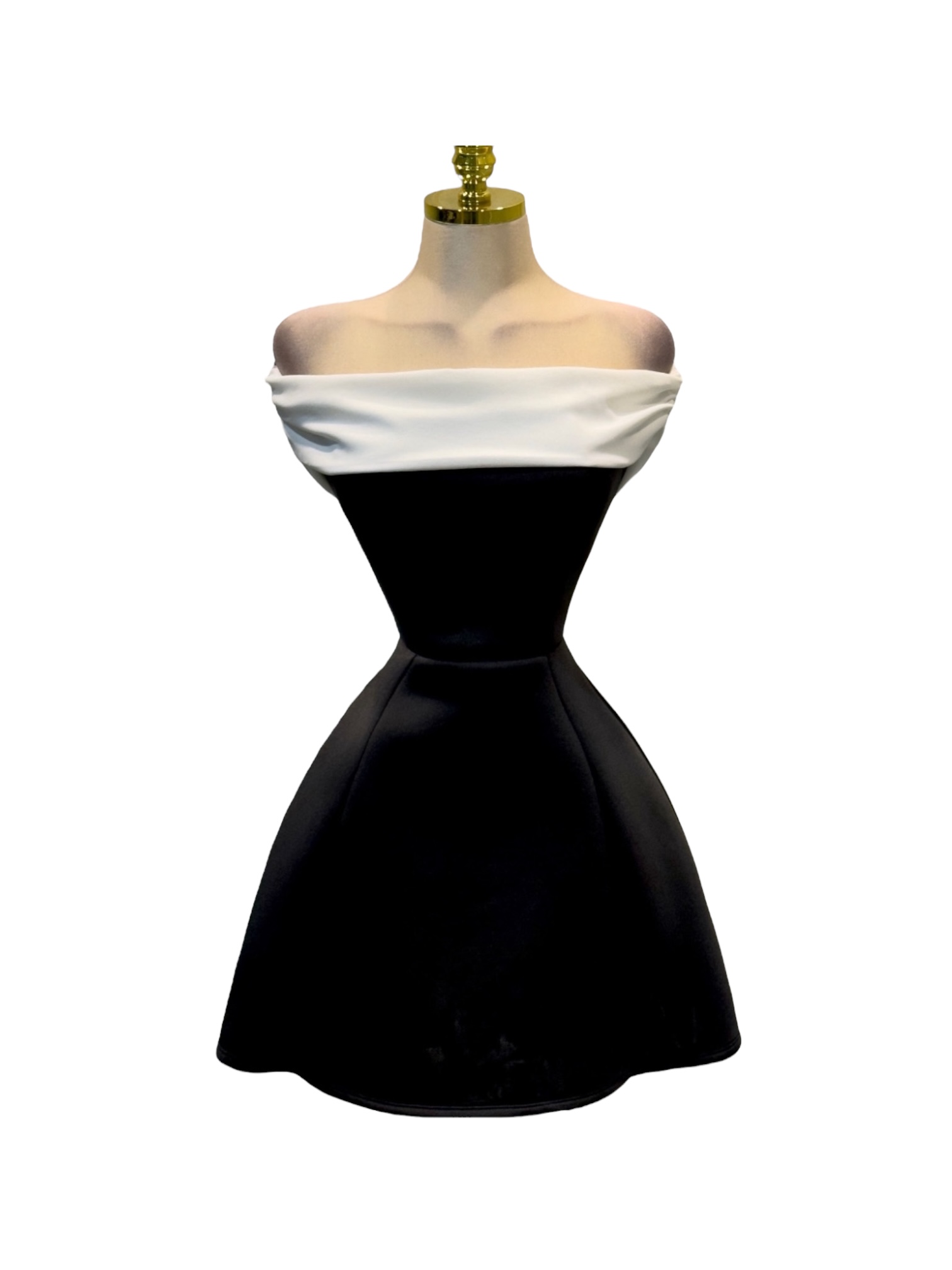 Vestido Blanco Y Negro Corto Strapless - Image 2