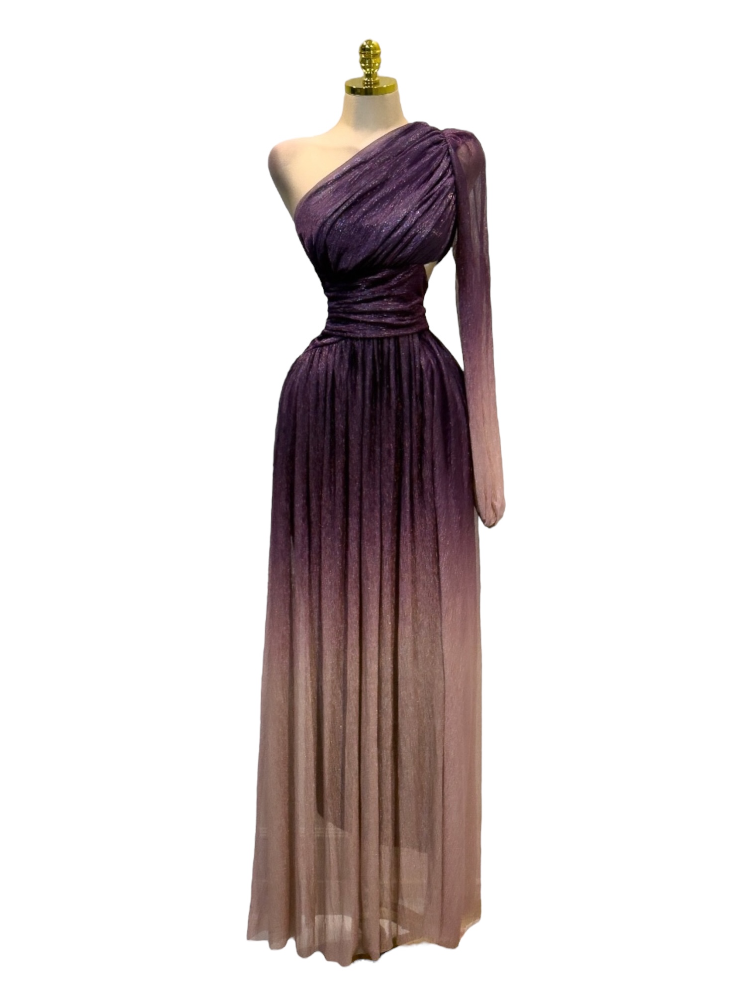 Vestido Morado De Un Hombro - Image 2
