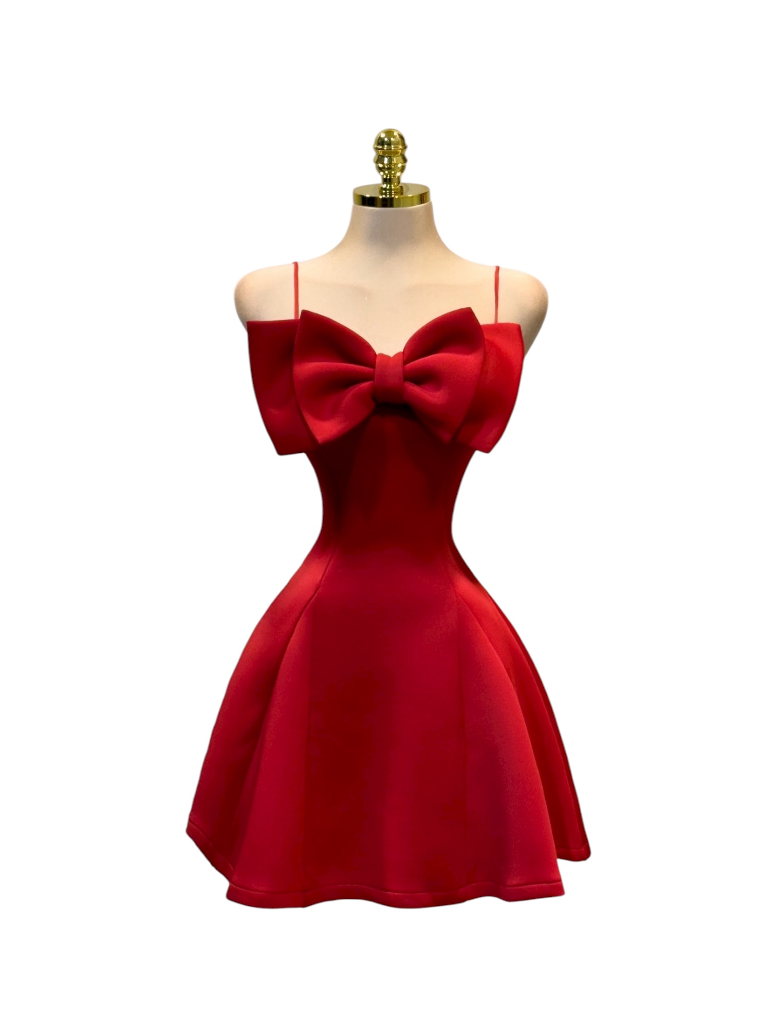 Vestido Rojo Corto Con Moño - Image 2