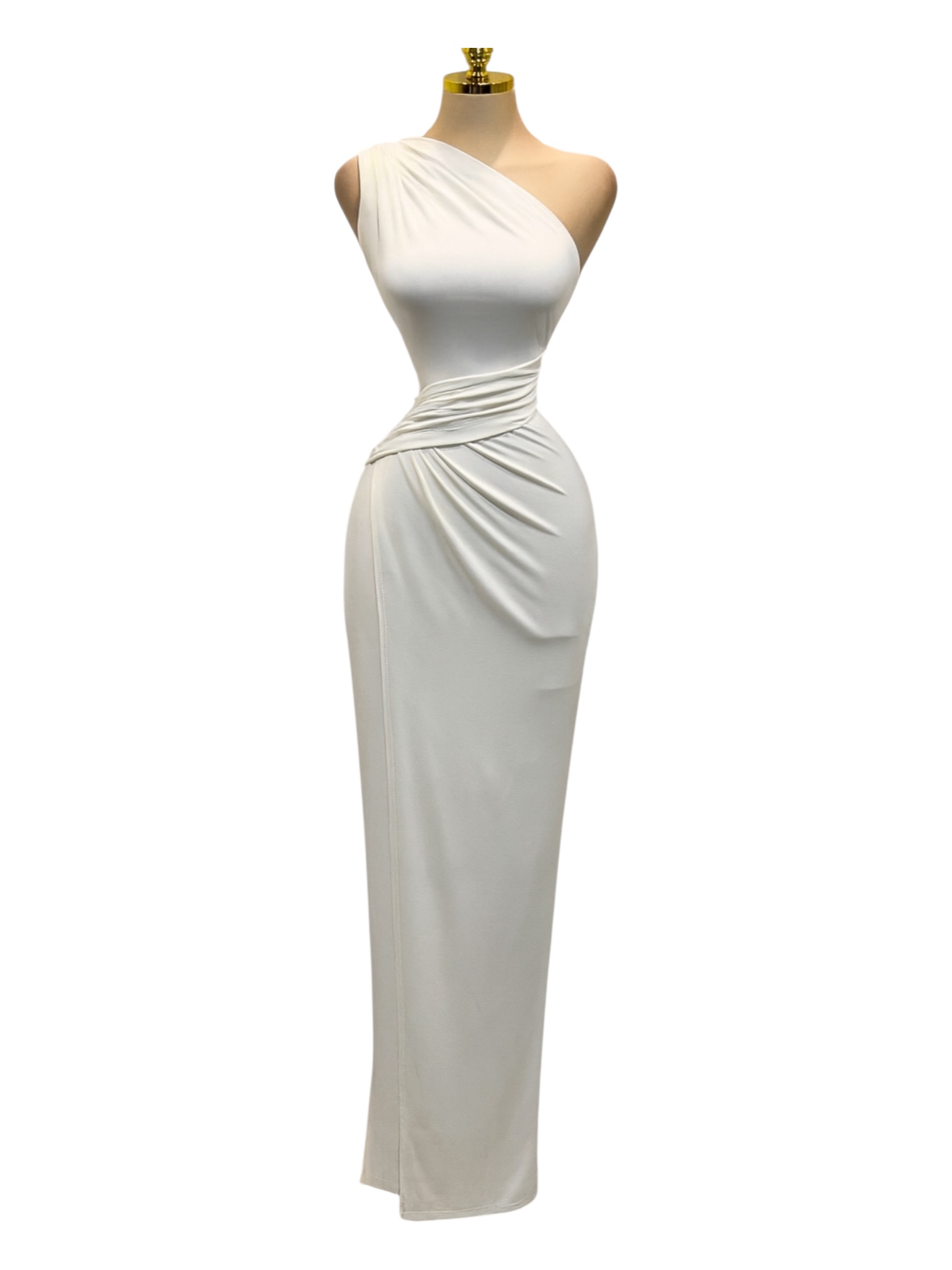 Vestido Blanco Asimétrico De Un Hombro - Image 2