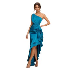 Vestido Azul Un Hombro