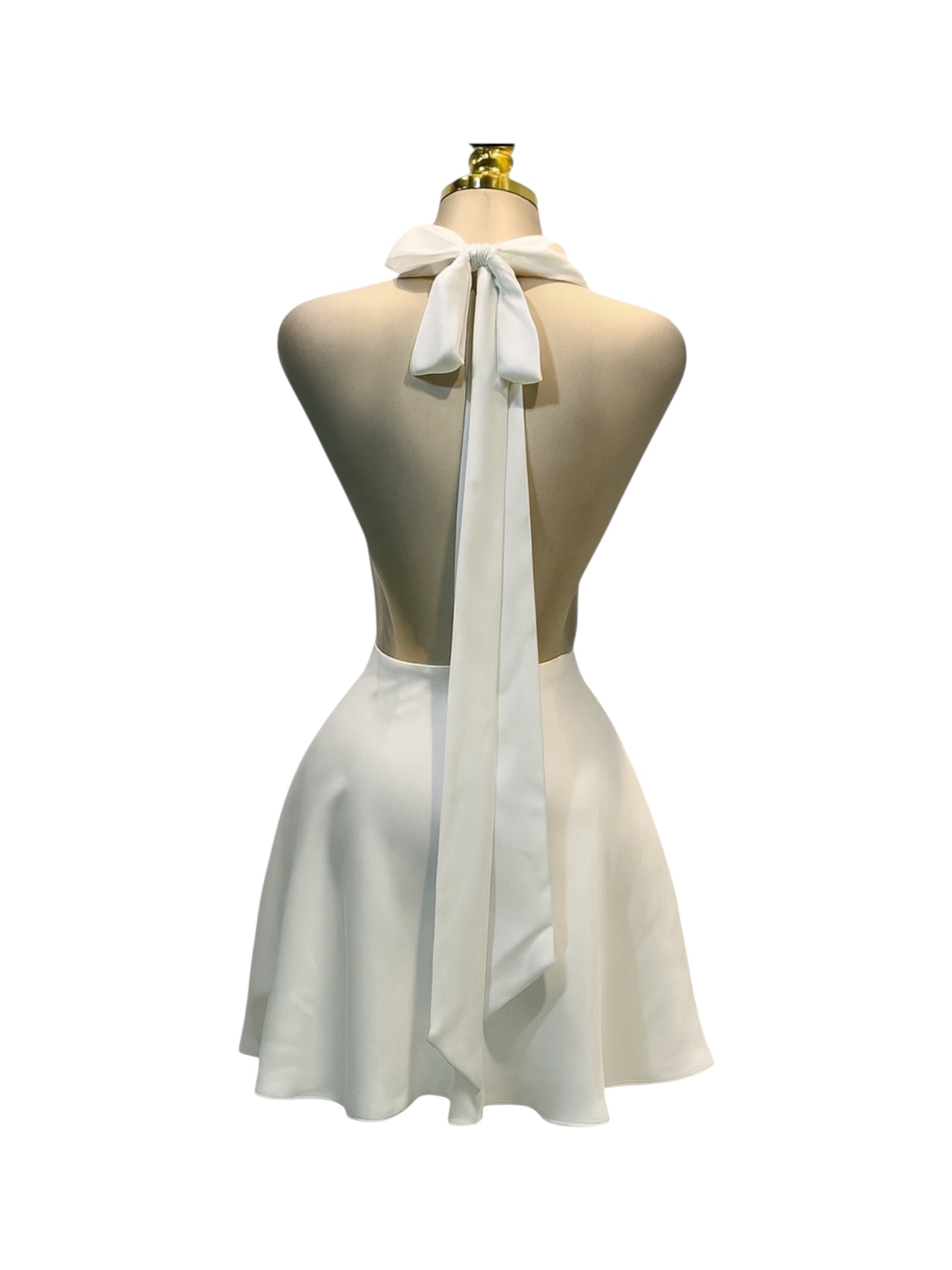 Vestido Corto Blanco Satinado Con Escote - Image 3