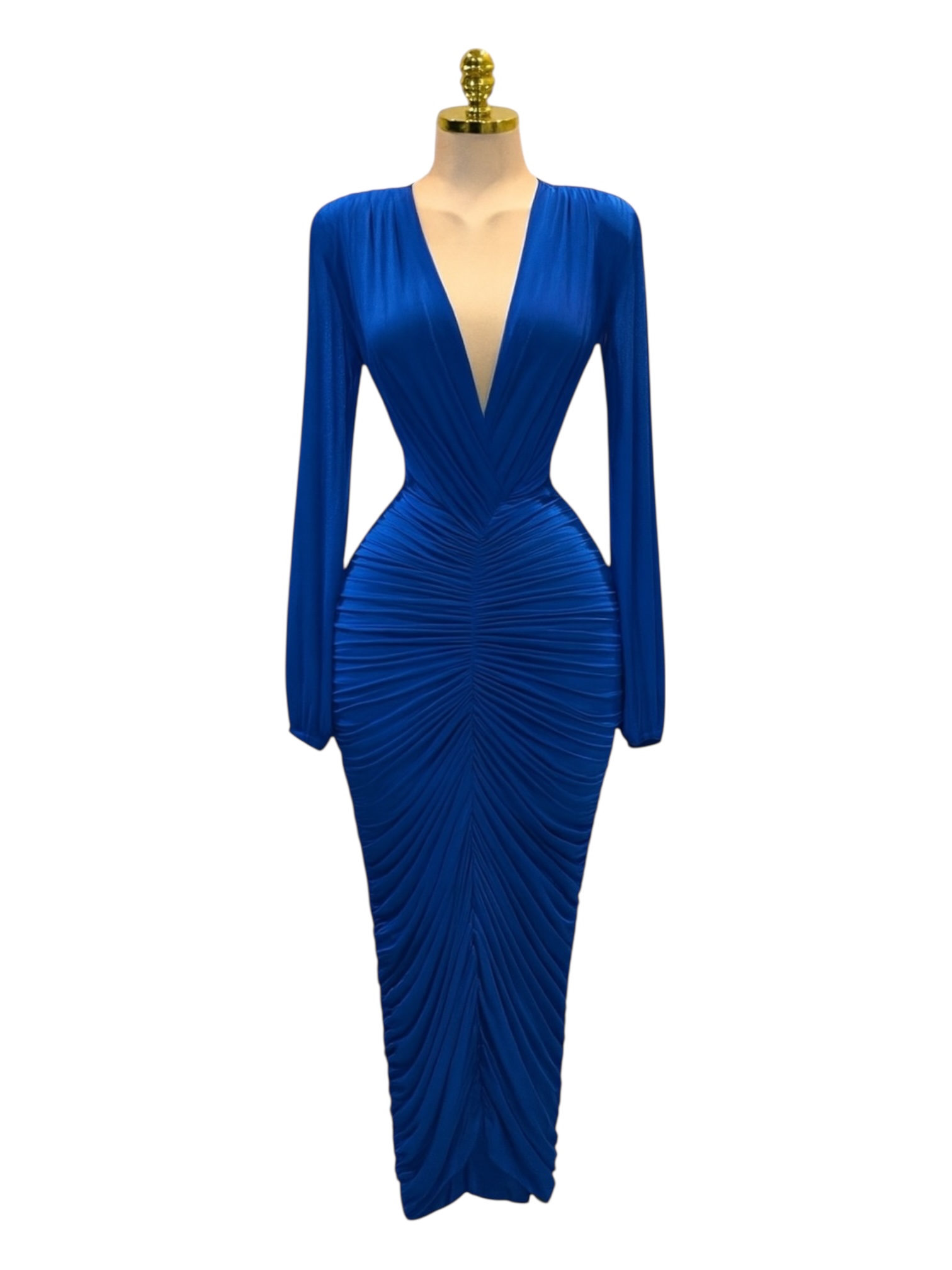 Vestido Azul Rey Midi Con Escote Profundo - Image 2