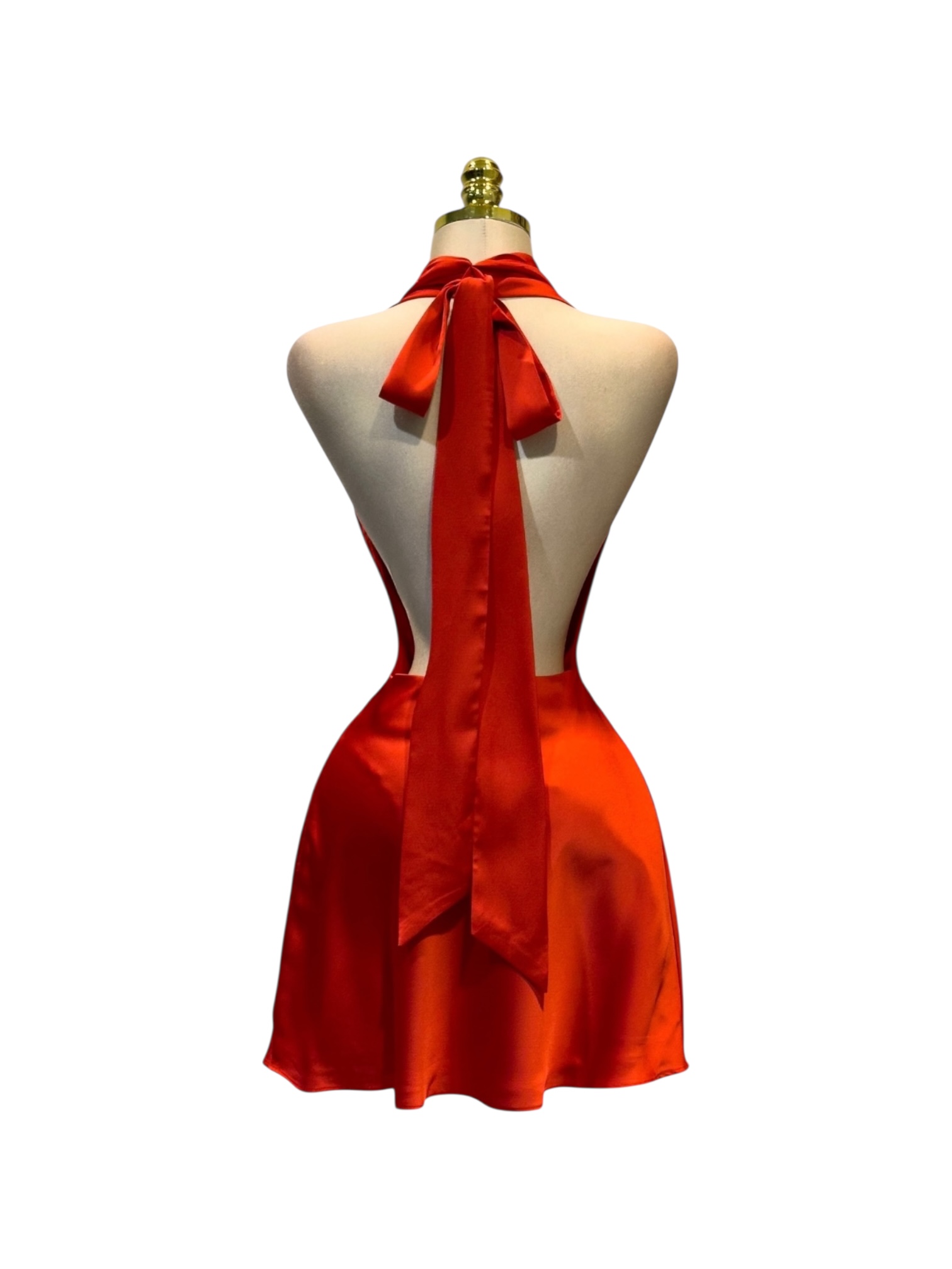 Vestido Corto Rojo Satinado Con Escote - Image 3