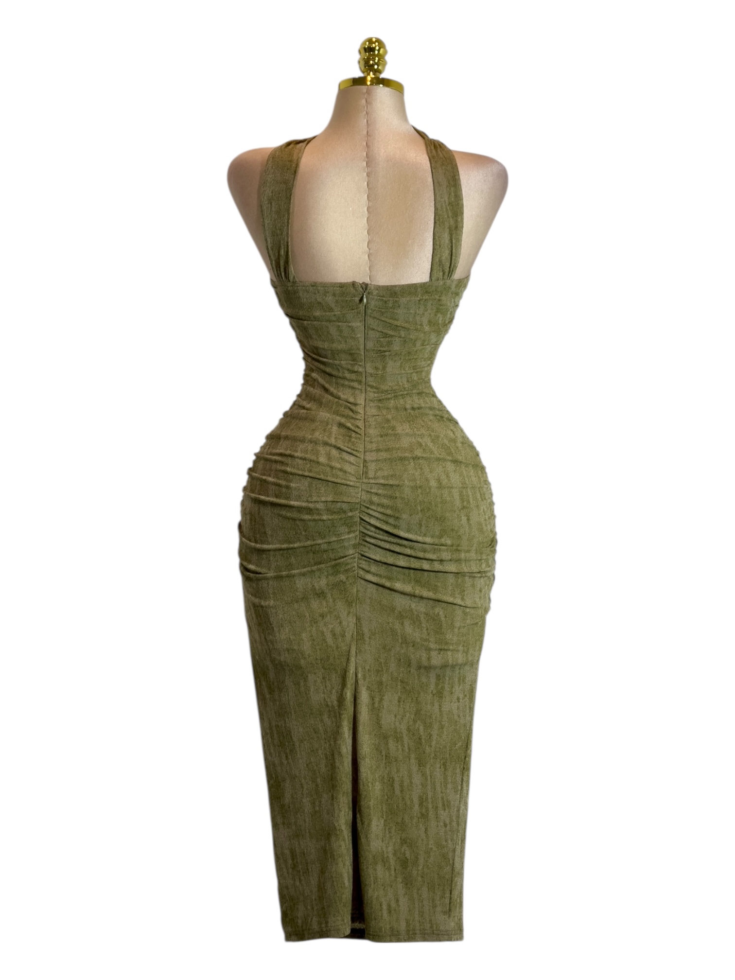 Vestido Verde Con Cuello - Image 3