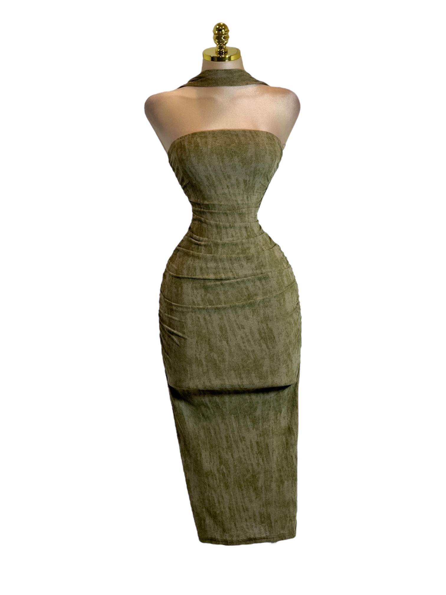 Vestido Verde Con Cuello - Image 2