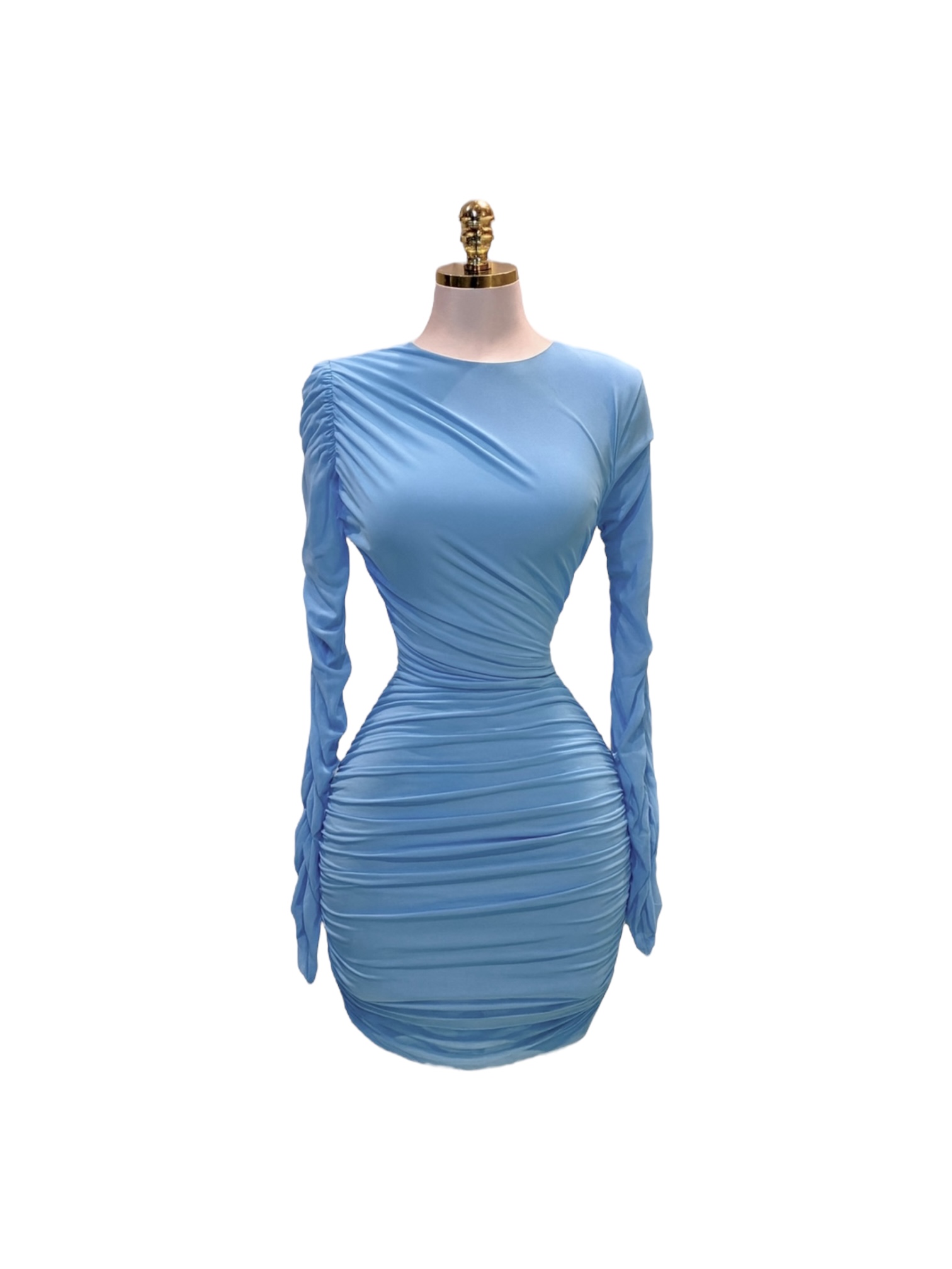 Vestido Azul Corto Con Mangas - Image 2