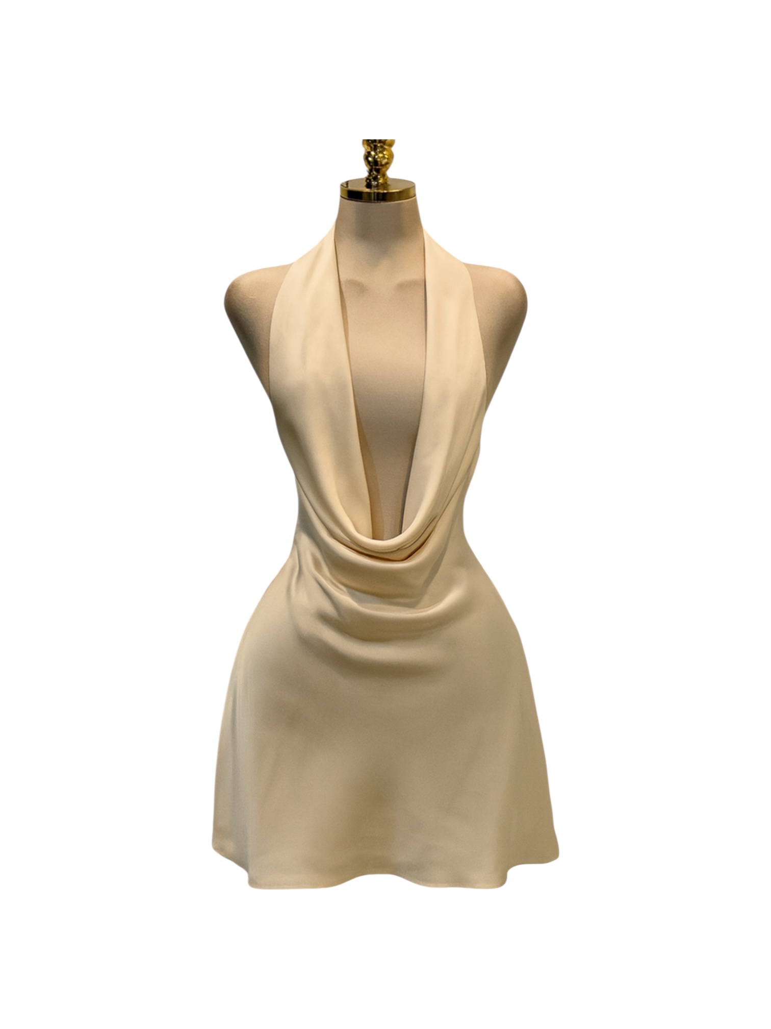 Vestido Color Champagne De Satin - Image 2