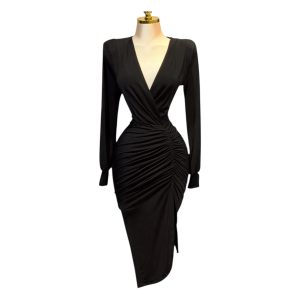 Vestido Negro De Manga Larga