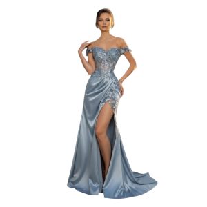 Vestido Azul Con Encaje