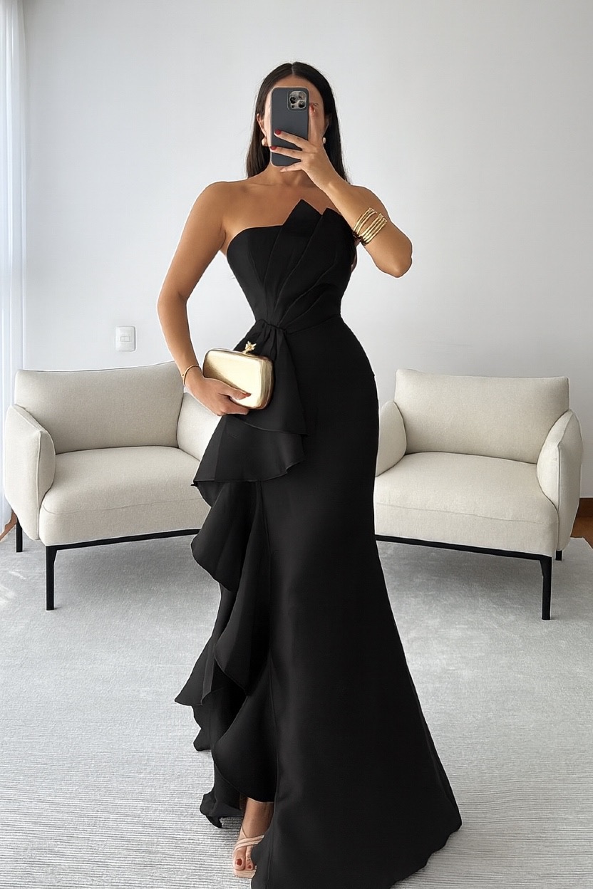 Vestido Negro Strapless - Image 3