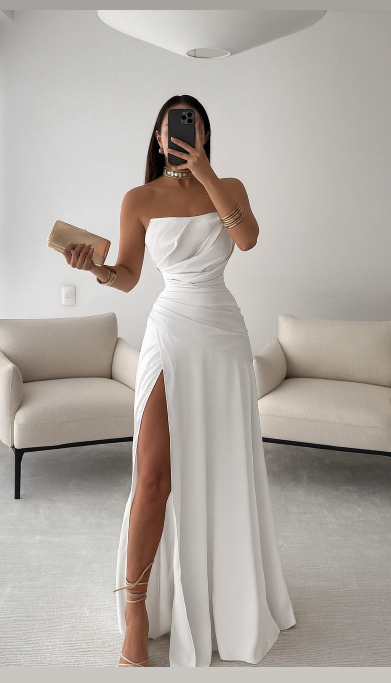 Vestido Blanco Con Habertura Lateral - Image 3