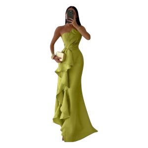 Vestido Color Lima Strapless