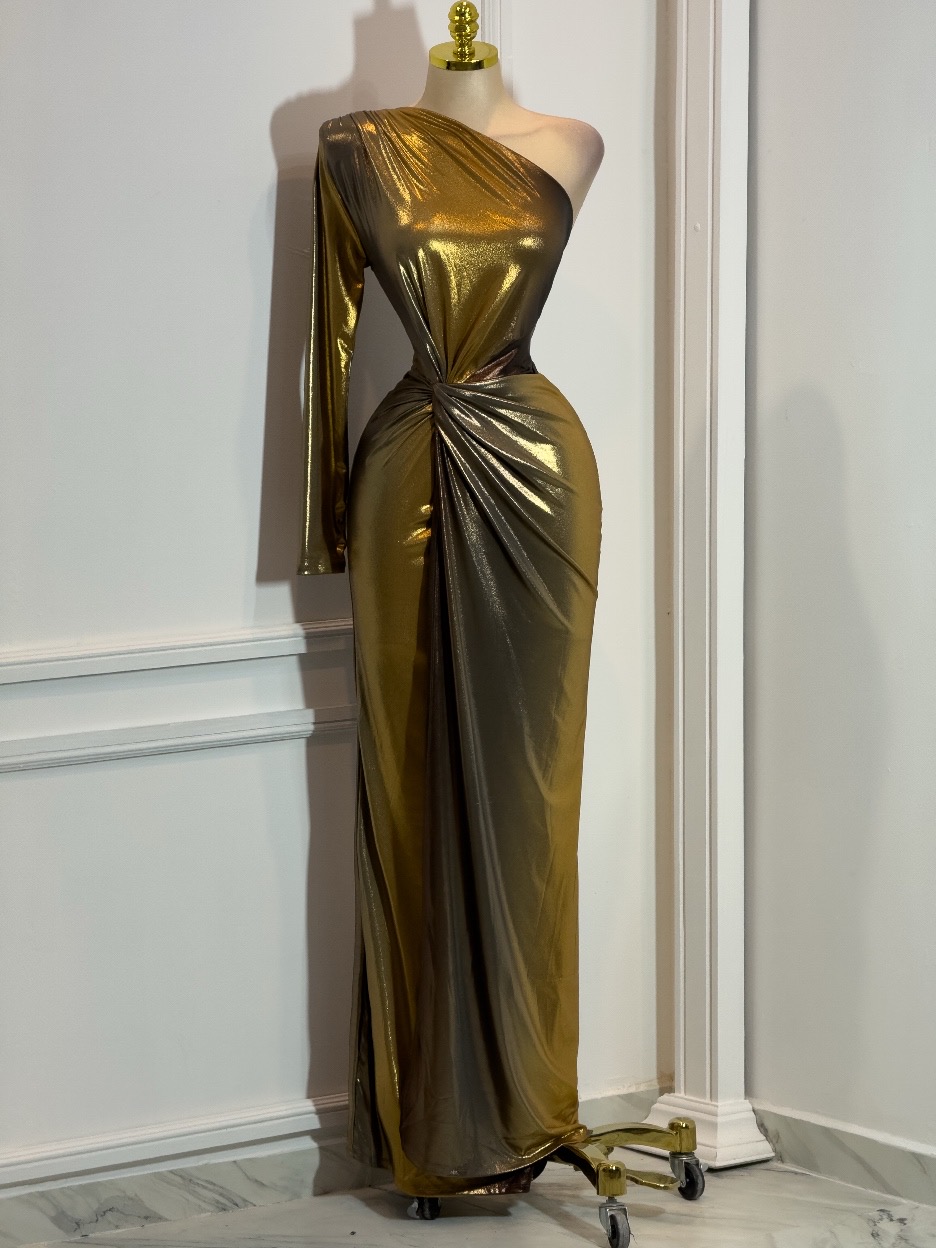 Vestido Dorado Satinado - Image 3