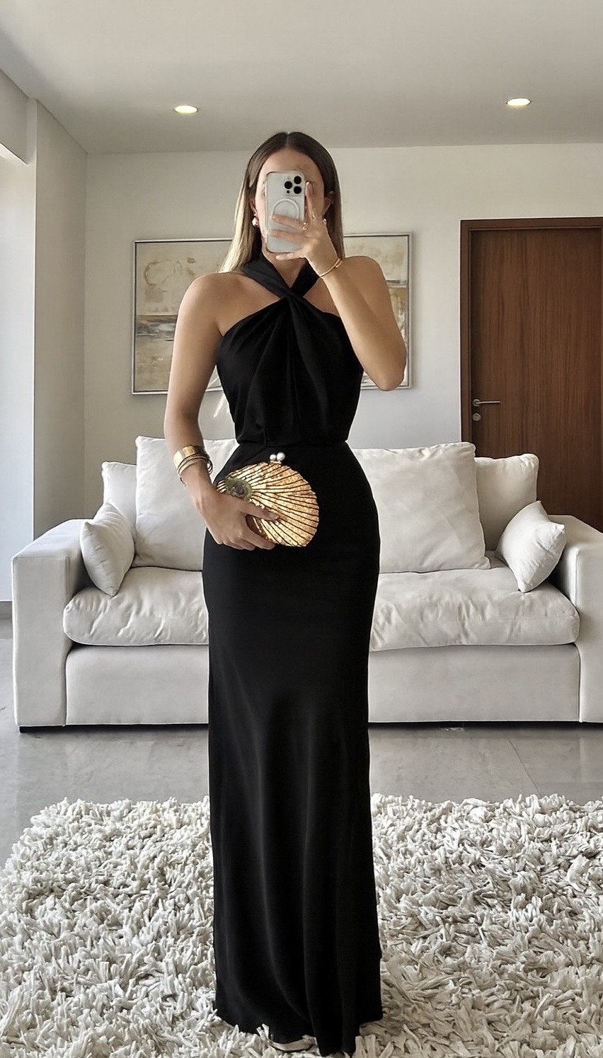 Vestido Negro De Satin - Image 3