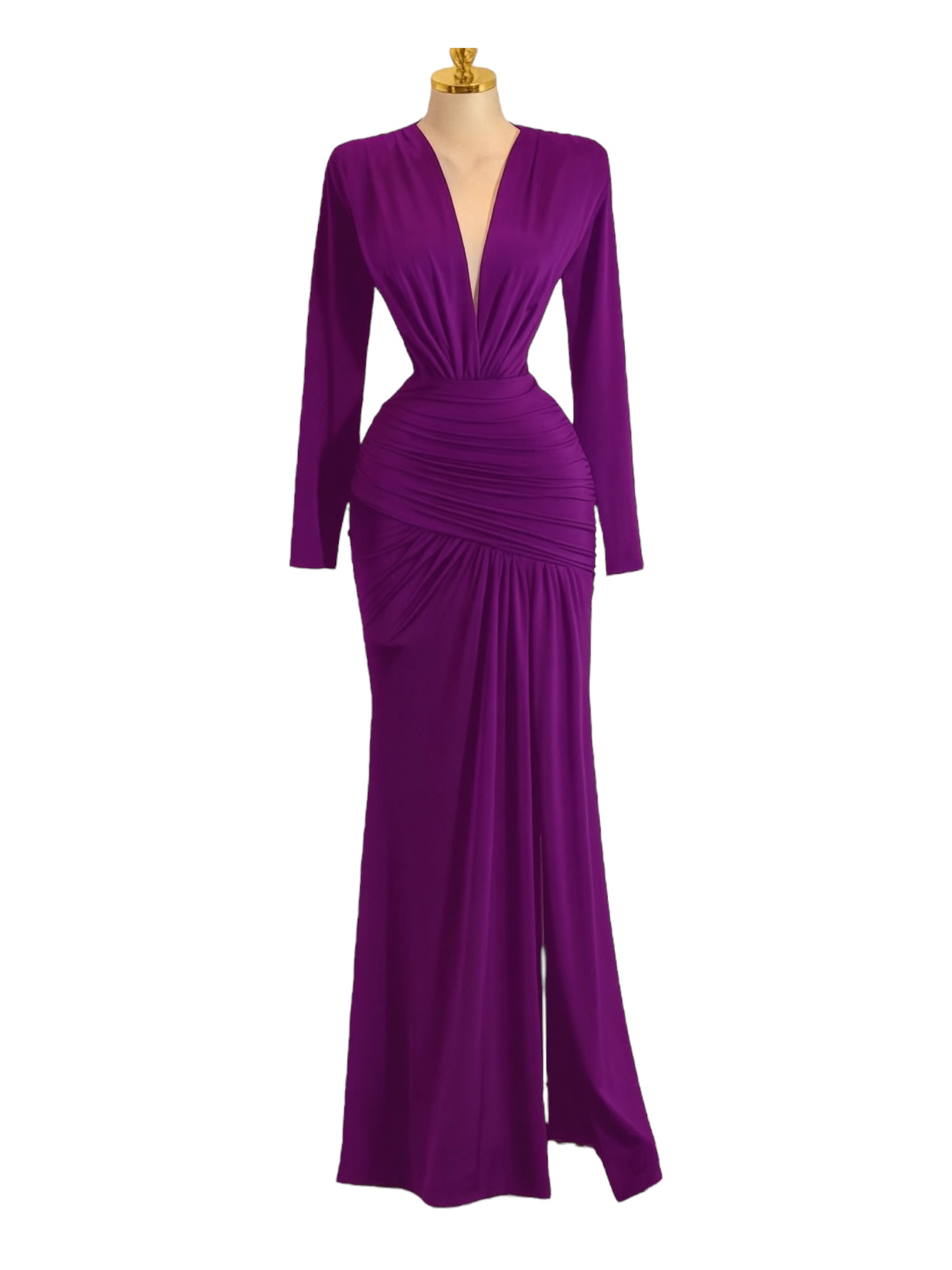 Vestido Color Magenta Con Fruncido - Image 2