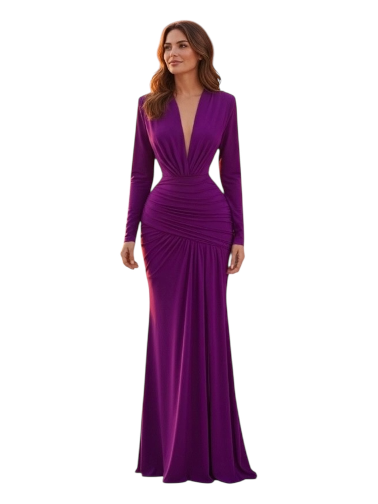 Vestido Color Magenta Con Fruncido - Image 3