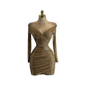 Vestido Dorado Con Brillo