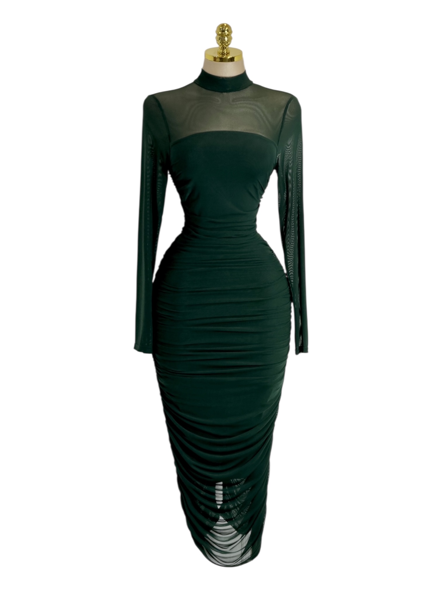 Vestido Verde Con Manga Larga - Image 2