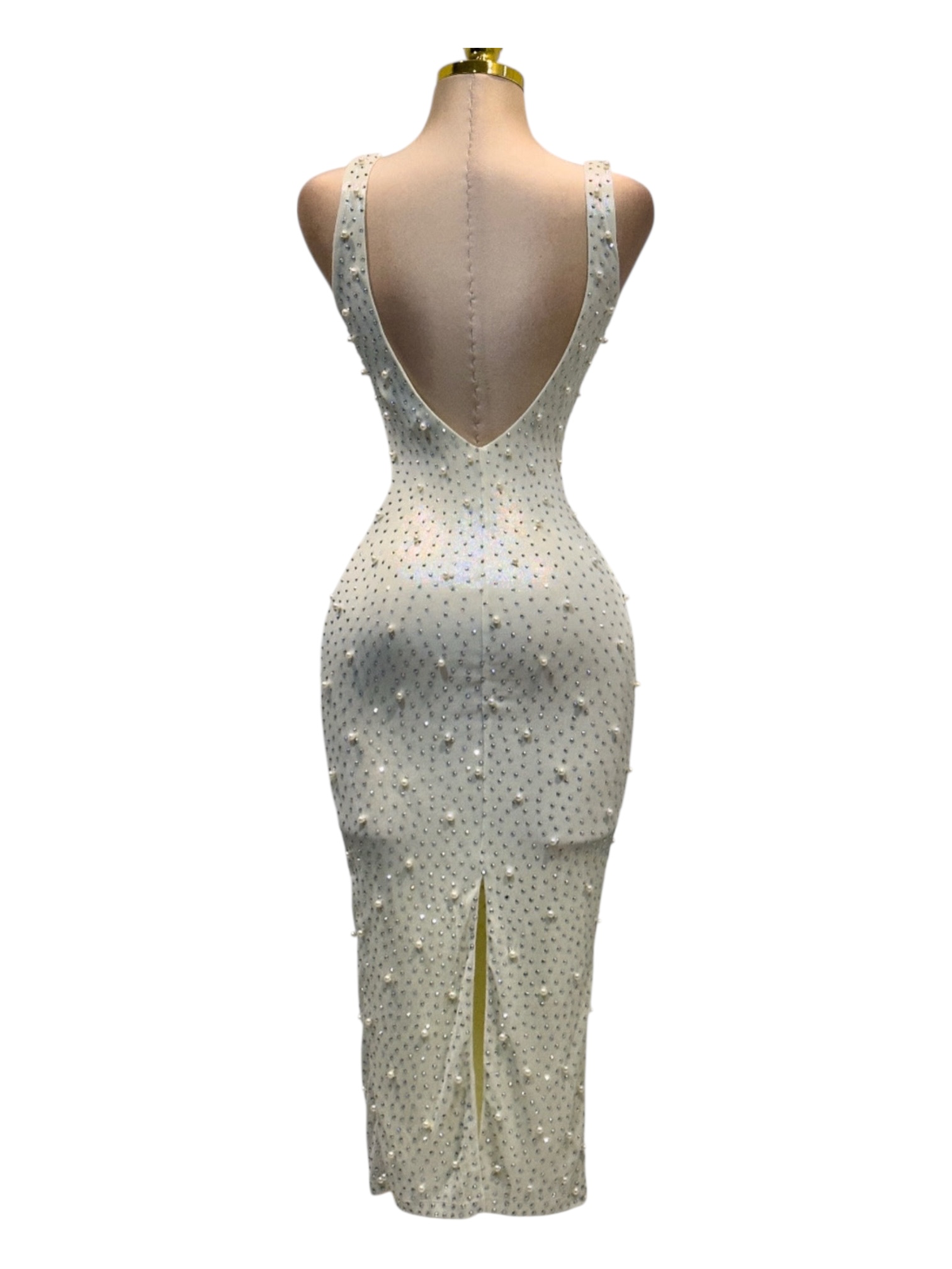 Vestido Blanco Con Perlas - Image 3