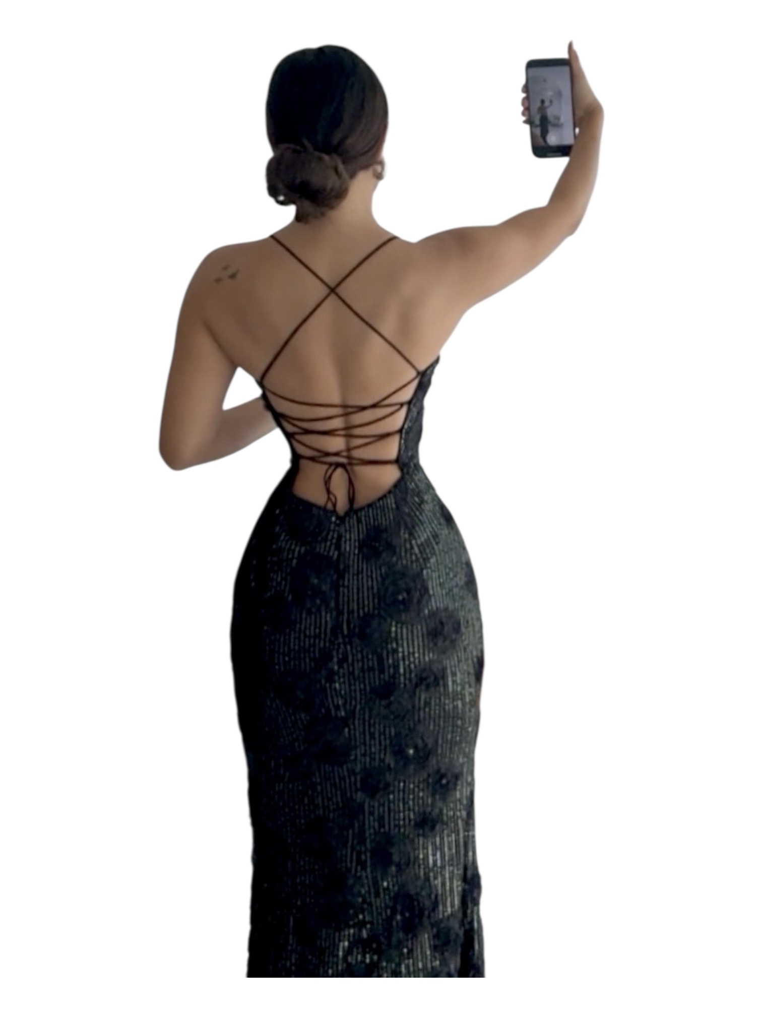 Vestido Negro Con Flores - Image 3