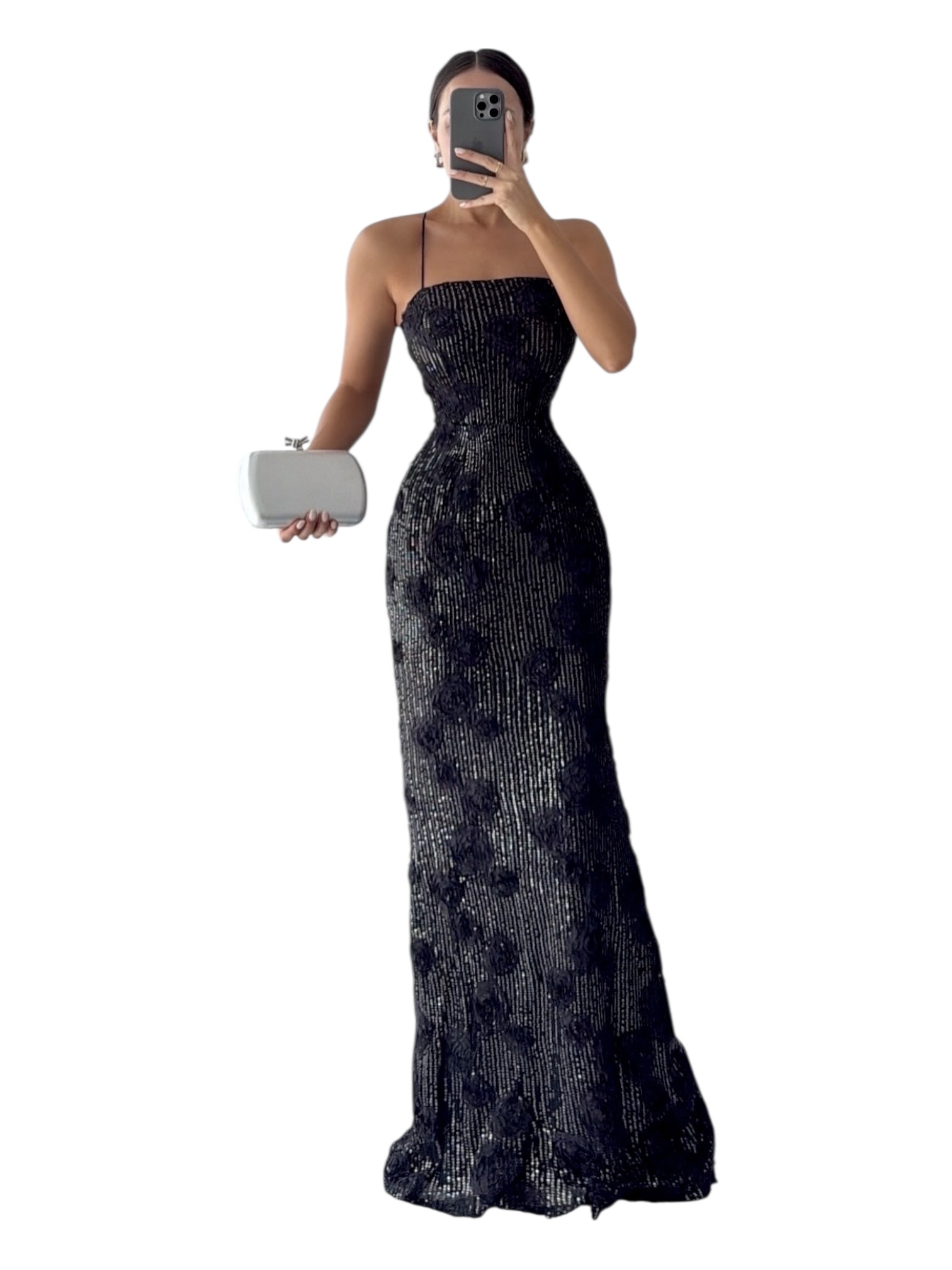 Vestido Negro Con Flores - Image 2