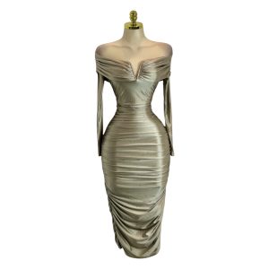 Vestido Champagne Con Piedras