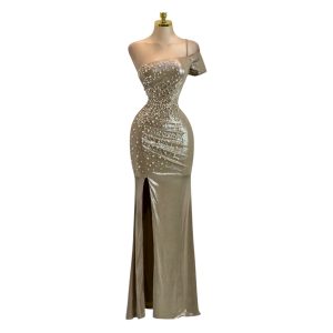 Vestido Champagne Con Perlas