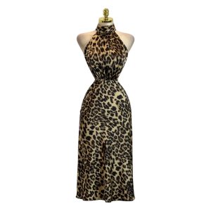 Vestido Animal Print Con Corte Midi