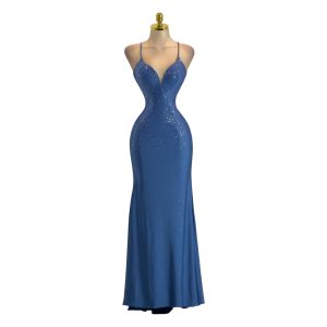 Vestido Azul Con Piedras